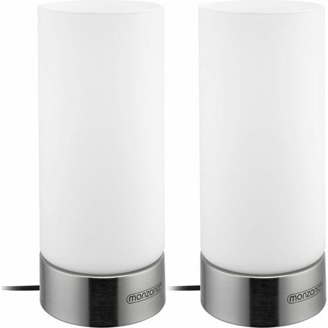 – Lot de 2 lampes de table LED tactiles, 3 niveaux de luminosité, culot E14, lumière blanc chaud, hauteur 24,5 cm, IP20 (1/5)