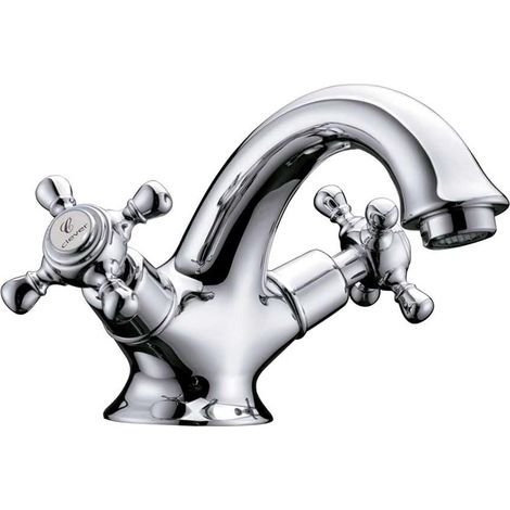 1 Robinet De Lavabo Double Commande Laiton Chromé Bec Pivotant Disques Céramique Salle De Bain (1/5)