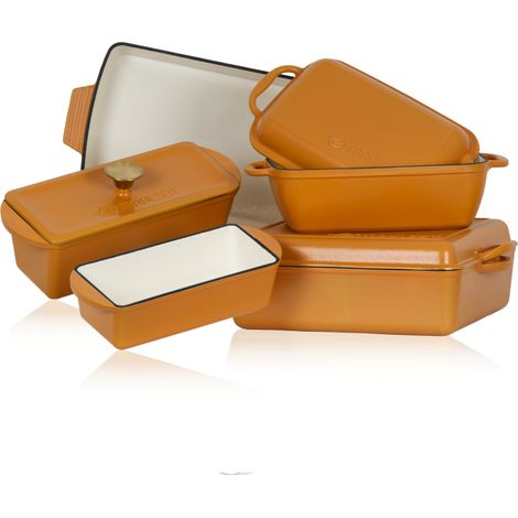 Mahlzeit Set per friggere 5 pezzi, arancione sole, con padella e casseruola in ghisa (1/5)