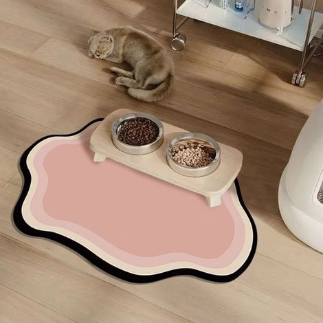 Alfombrillas comer gatos perros, alfombrillas comer resistentes salpicaduras manchas, alfombrillas fáciles limpiar antideslizantes, 4060 cm (1/5)