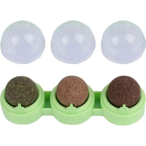 Boules d'herbe à chat roses, amovibles avec couvercle, saines et comestibles.-Green (1/5)
