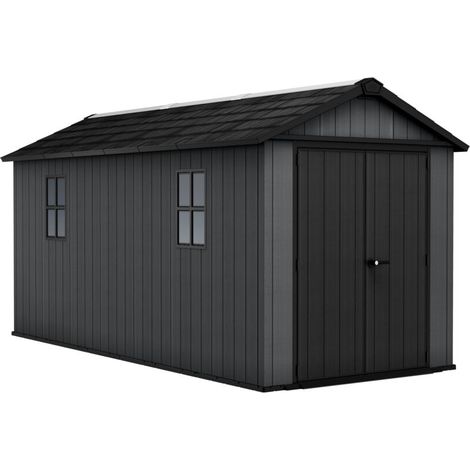 Keter Newton Plus Shed 7.5x15ft - Grey,  All Weather Resistant, Easy to Clean