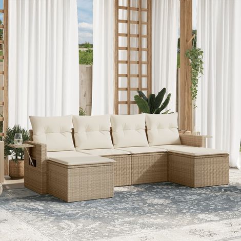 Set Divano da Giardino 6 pz con Cuscini Beige in Polyrattan vidaXL (1/5)