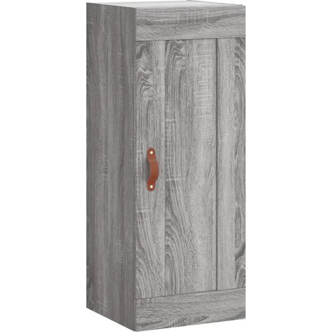 Armoire murale élégante design contemporain 34,5 x 34 x 90 cm grande capacité rangement en bois d'ingénierie gris (1/5)