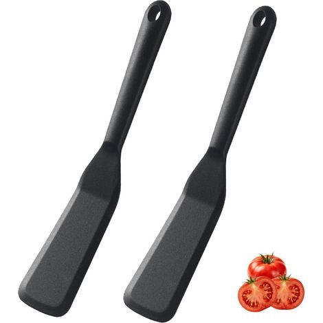 2er Set Silikon Pfannenwender, Hitzebeständig & BPA-frei, Antihaft, Schwarz