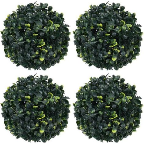 Boules de buis artificielles - vidaXL - Lot de 4 - Polyéthylène - Vert - Diamètre 12 cm (1/4)