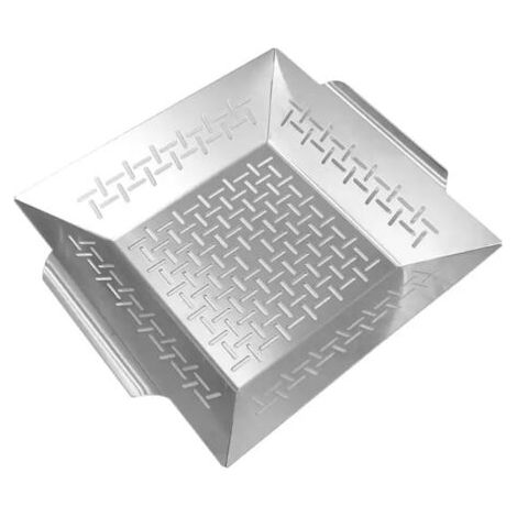 Plaque de cuisson extérieure en acier inoxydable, plaque carrée, outil de barbecue, 33,8 28,5 6,8 cm (1/5)