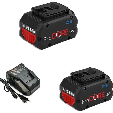Remplacement de batterie, capacité de 10000mAh, compatible avec les outils électriques 18V, 2 batterie  1 chargeur (1/2)