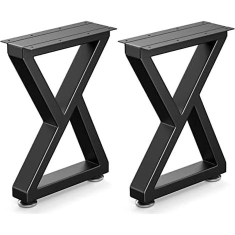 Patas de mesa de metal de 40,6 cm - Negras - Patas resistentes - Para mesa de centro, mesa de comedor, escritorio, banco (40 cm de alto x 30 cm de ancho, 2 piezas) (forma de Z de 40,6")