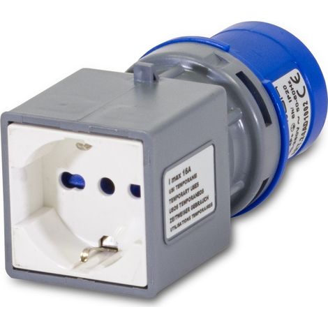 Adattatore industriale spina CEE 2P+T 16A 1 presa Schuko Trivalente Master 24AD1002