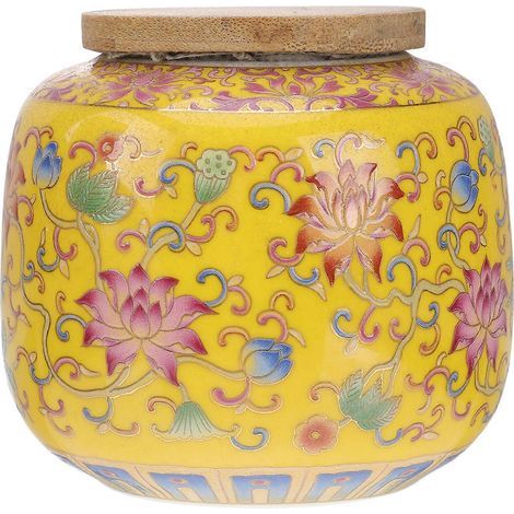 Boîte à thé en céramique de 230 ml avec couvercle hermétique, idéale pour conserver le thé.-230ml-Yellow (1/3)