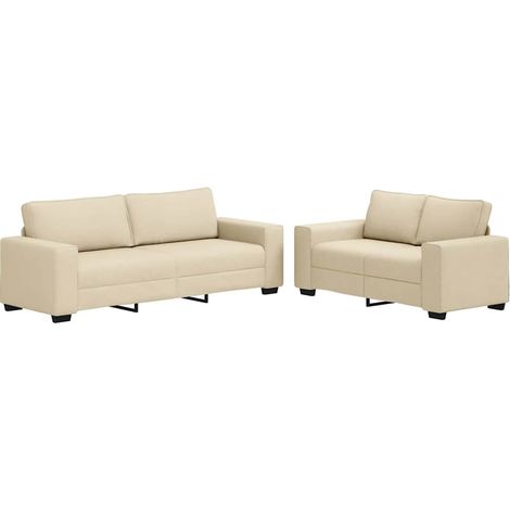 Maison Exclusive - Set di Divani 2 pz con Cuscini Crema in Tessuto (1/5)