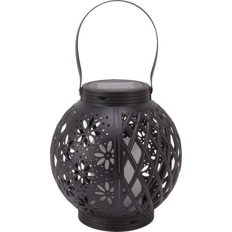 Ortviai Lanterne solaire décorative en rotin pour jardin, cour ou allée – 20 cm, étanche IP44, LED chaude (1/5)