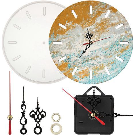 Manuelle Epoxidharzform für eine runde Uhr, DIY-Form, Form zur Herstellung von Schreibtischdekorationen – 33,40 x 33,40 x 1,00 cm – Weiß (1/4)