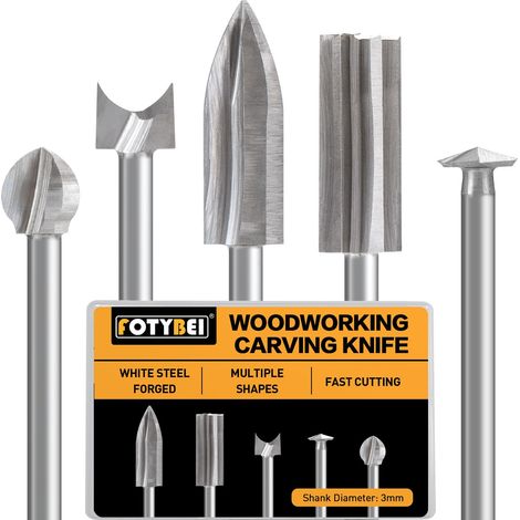 Wood Carving Drill Bit Set Compatible with 5 Pieces Different Wood Carving Tools Bits with 1/8" Shank for DIY, Woodworking, Engraving, Micro Carving (1/5)