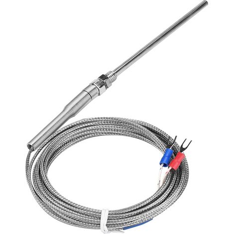 M8 Thread Type K Thermocouple 100mm Probe Temperature Sensor Wire 0-400℃ (4 m)