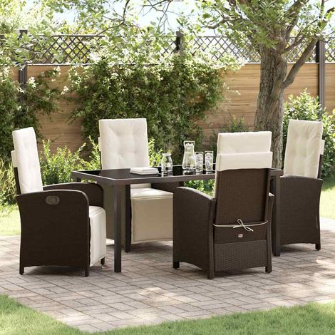 Garten Essgruppe mit Kissen 5 pcs Braun Poly-Rattan (1/5)
