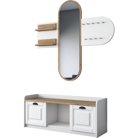 Meuble d'entrée Iris avec miroir et porte-manteau (1/5)
