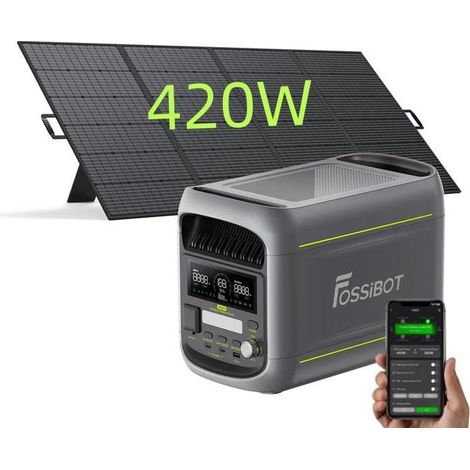 Tragbare Stromstation - FOSSIBOT - F1800 - 1024W/1800W - 420W Solarpaket - LiFePO4 4000 Zyklen