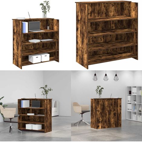 Bureau de réception chêne fumé 100x50x103,5cm bois d'ingénierie - Comptoir de réception - Bois d'ingénierie (1/5)