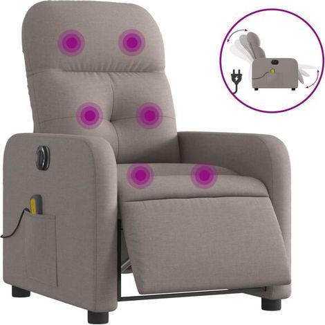 Fauteuil de massage électrique inclinable en tissu brun grisâtre (1/5)