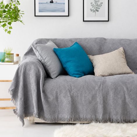 Jeté de Canapé Plaid Couvre-Lit Scandinave Losanges Gris 230 x 280 cm Tissé Jacquard Polycoton 45 × 42 × 6 cm 2,398 kg – Livraison gratuite