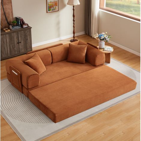 Sofá cama plegable de espuma terracota con 2 cojines OKWISH (1/5)