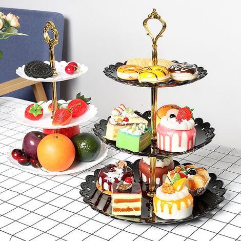 Présentoir à gâteaux à trois étages - décoration de table - noir (1/3)