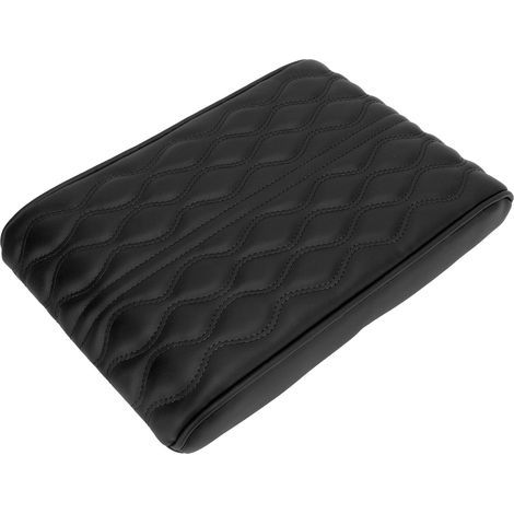 Housse de protection d'accoudoir de console centrale universelle en cuir PU imperméable avec sangle élastique pour SUV, camion et voiture, noire (1/5)