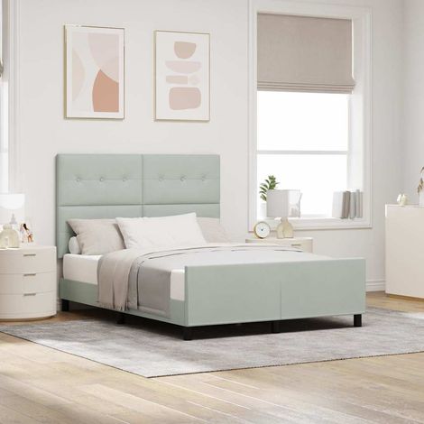 Boxspringbett mit Kopfteil Hellgrau 160 x 200 cm Samt