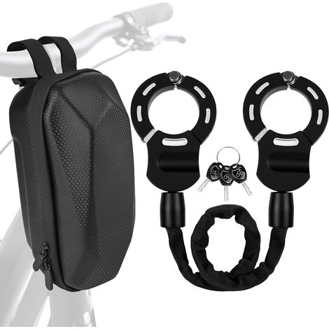 Candado de seguridad para patinete eléctrico, candado de cadena de 6 mm de grosor para patinete/bicicleta, protección de tela Oxford resistente a los arañazos (con bolsa de almacenamiento). (1/5)