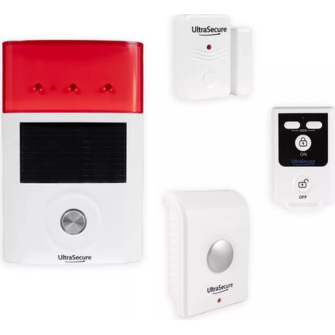 Ultra Secure – Kit autonome sans fil double sirène 130 dB – Détecteur d'ouverture porte et fenêtre – Télécommande 100m – Installation rapide (1/5)