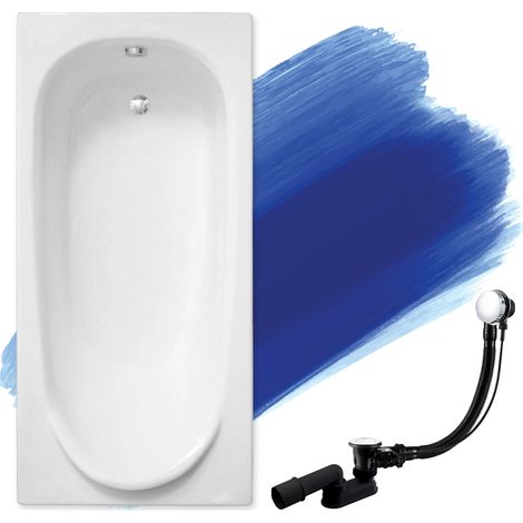 Baignoire Rectangulaire 160x75, Siphon de bain et pieds (support) - Set 3en1 - Fabriqué en UE - BADLAND MEDIUM