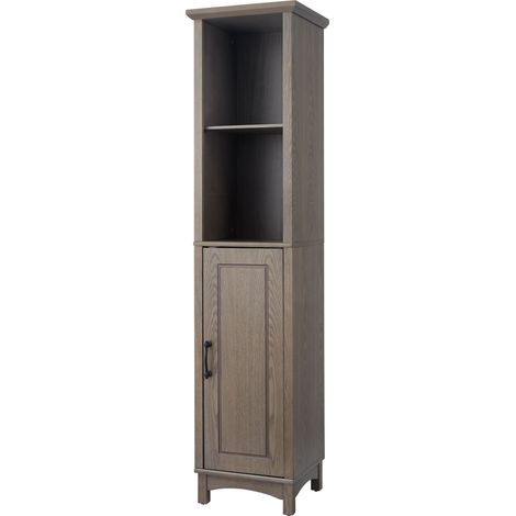 Teamson Home Russell Wooden Bathing Linen Tower Tower Armadio 33 cm x 38 cm x 159,4 cm con ripiani aperti e rovere salato per porte EHF-F0012