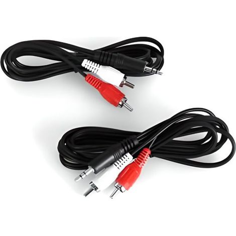 Câble Jack 3,5mm-RCA - 2 x 1,5 m - Pour Connexion Audio Entre Ordinateur Lecteur MP3 CD Et Chaîne Hi-Fi Enceinte Ampli