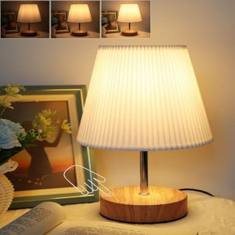 Lampada da comodino minimalista con dimmer touch, in tessuto plissettato 3D, con cavo, ideale come regalo. (1/5)