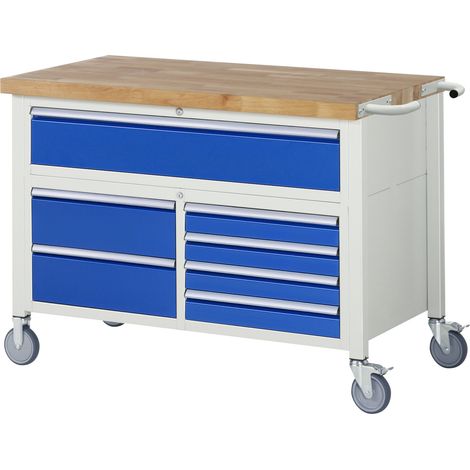 Rau Fahrbare Werkbank 8921, B1250xT700xH880mm, 7x Schublade-TA (1/5)