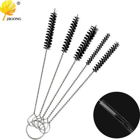 Ensemble de 5 brosses en nylon pour tubes à essai, brosses à poils souples pour le nettoyage des petits tuyaux et instruments, brosses de nettoyage des orifices internes, brosses à poils souples (1/5)
