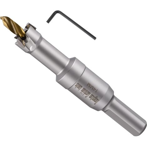Kit de scie-cloche en carbure de tungstène avec foret central, clé hexagonale et ressort – pour métaux durs, feuilles en acier inoxydable, tubes carrés, fibre de verre, argent (1/5)