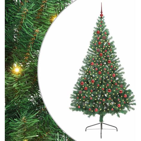 Sapin de Noël Arbre de Noël artificiel pré-éclairé Vert 210 cm PVC (1/5)
