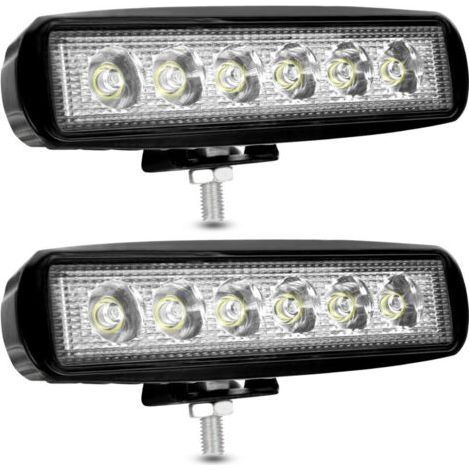 Phare de Travail LED 12V 18W Projecteur LED Voiture 12v Spot Flood Feux Antibrouillard LED 9,200lm Feux de Travail pour Voiture Camion Tracteur SUV Bateau [2 pièces] (1/5)