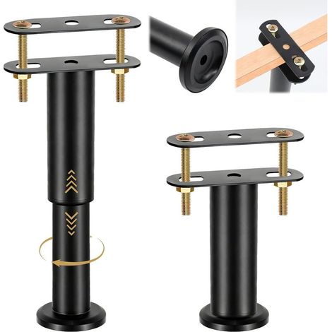 Set mit 2 verstellbaren Bettbeinen (18–32 cm) – Ersatzteile – Mittelstange aus Stahl mit rutschfestem Gummi – Stabile und geräuscharme Bettbeine für Möbel (1/5)