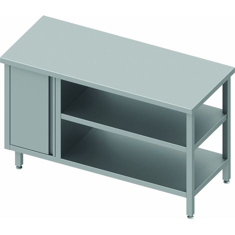 Table Inox Avec Porte & 2 Etagères - Profondeur 600 - Stalgast