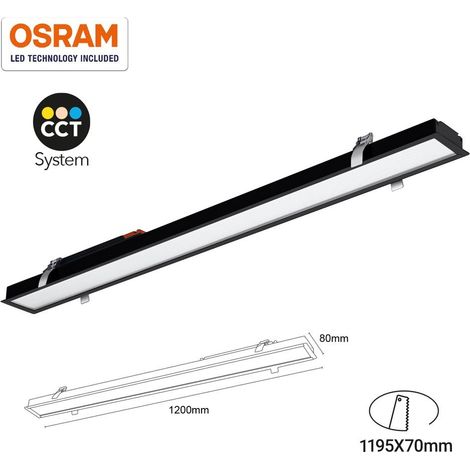 Linéaire LED encastrable CCT 40W UGR19 Puces Osram CHIP - Noir (1/5)