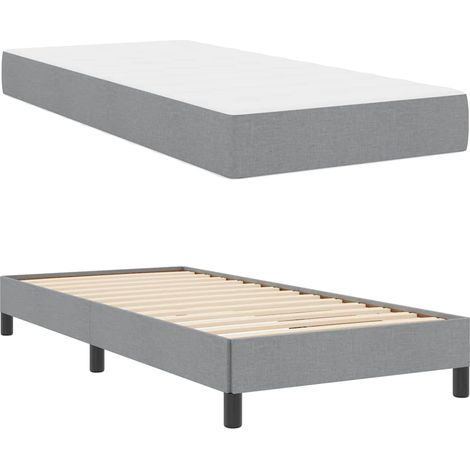 Lit simple,Lit adulte,Lit à ressorts Autre Gris clair 90 x 190 cm tissu (1/4)