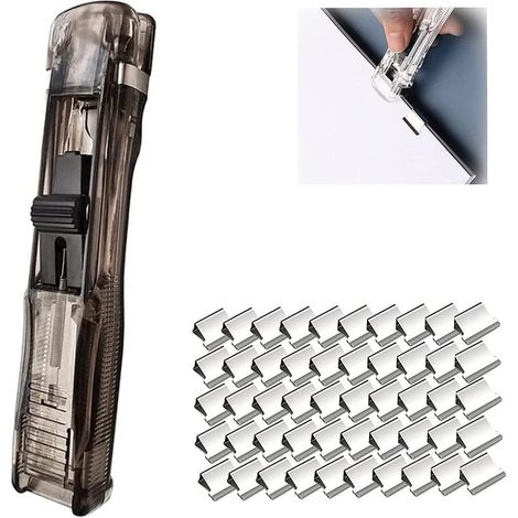 Transparent Acrylic Stapler Mini Push Stapler Set with 50 Reusable Staples for Office Home School Supplies