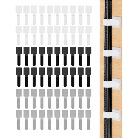 60 Pcs Attaches Câbles Autocollantes, Support Cable Adherent Fort, Rangement Bureau Range-Cordon, Protection Fils Anti-Enchevêtrement (1/5)
