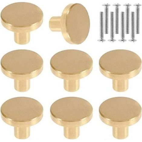 Poignée de porte - Vintage - Lot de 8 - Laiton massif - 20 x 25 mm - Finition brillante (1/4)