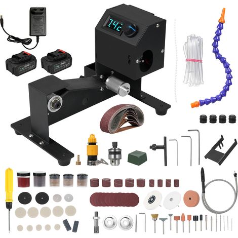 Jeffergarden Micro-polisseuse électrique à double usage, batterie au lithium 6000 W, meuleuse 6 pouces + ponceuse à bande, avec 10 bandes abrasives et 10 feuilles de papier de verre (1/5)