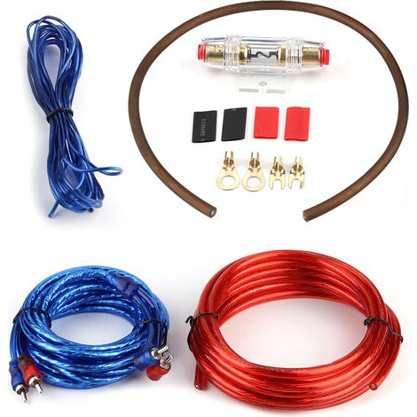 Ej.Life Subwoofer Plus Kabel Mit Sicherung - Endstufe Kabel Anschlusskabel Kfz Verstärker Kabelsatz Anschluss Car Audio Subwoofer Verstärker Lautsprecher Installation Kabel Kit Mit Sicherung (1/5)